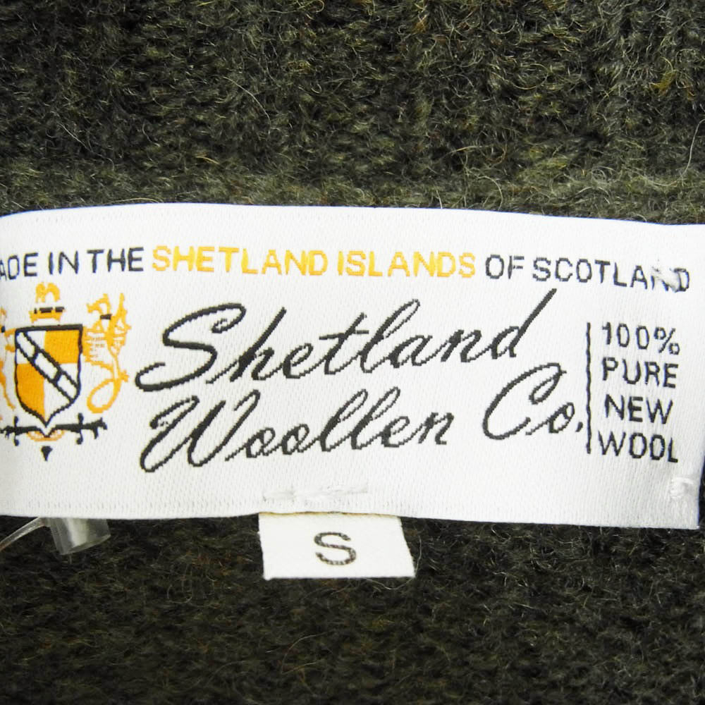シェットランドウーレン タートルネック ウール イギリス製 ニット セーター グリーン系 S【極上美品】【中古】
