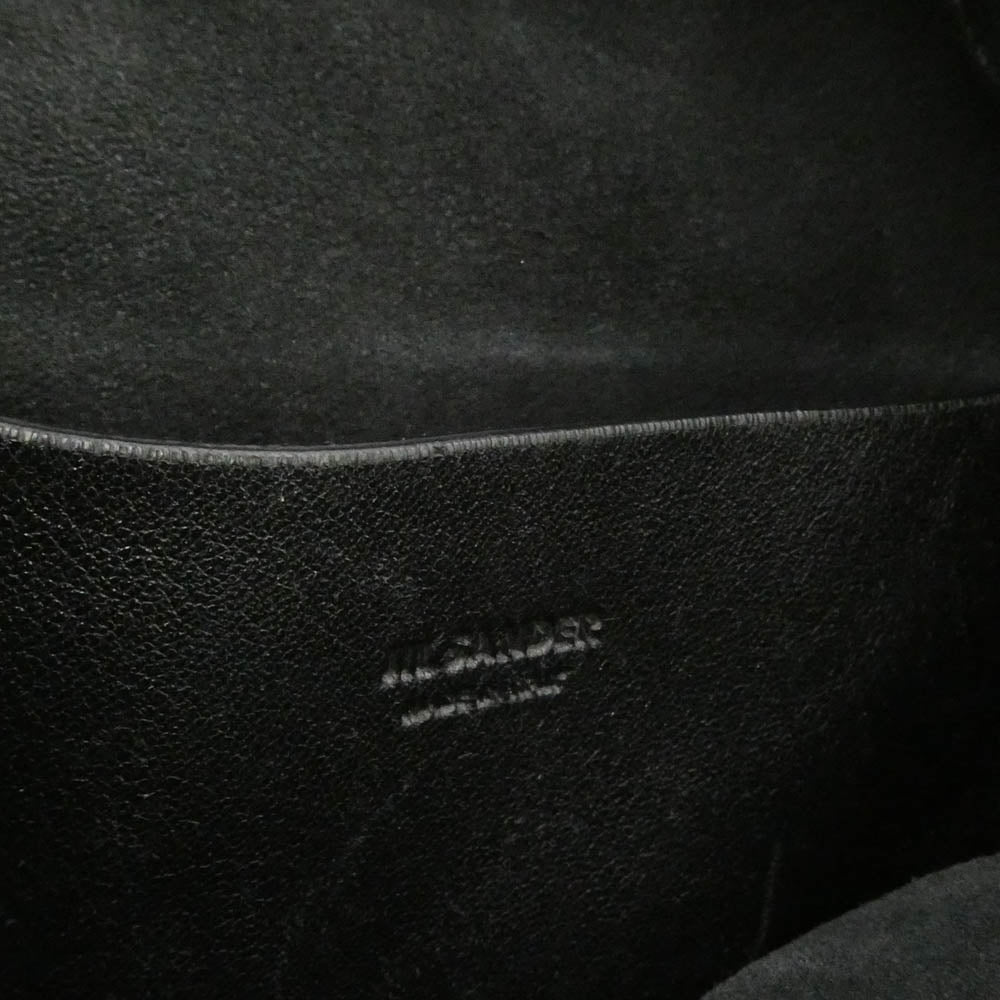 JIL SANDER ジルサンダー イタリア製 ロゴ型押し オールレザー ドローストリング ショルダーバッグ ポーチ ブラック系【中古】