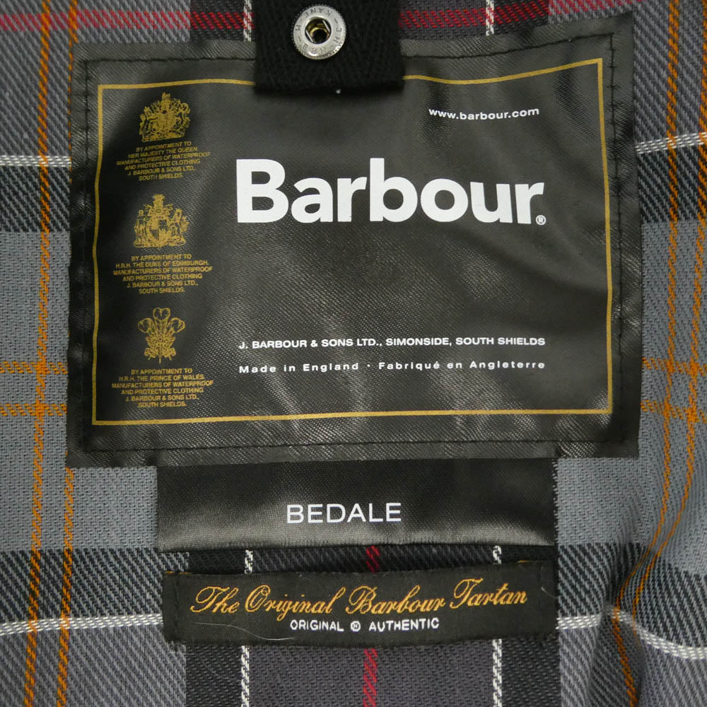 Barbour バブアー 2102048 英国製 BEDALE ビデイル オイルド ワックスコットン 裏地チェック ジャケット ブラック系 36【中古】