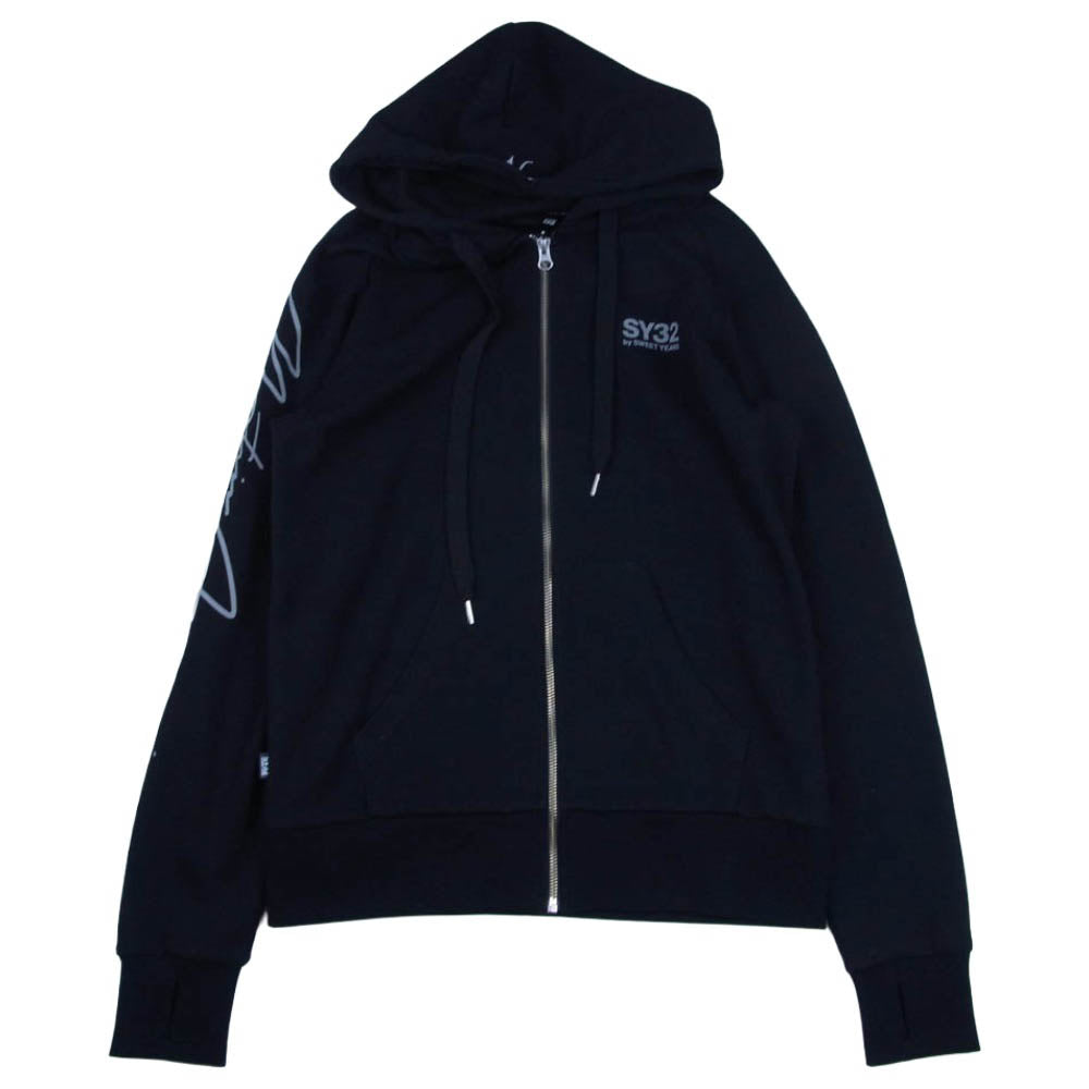 エスワイサーティトゥバイスィートイヤーズ ロゴプリント ジップアップ パーカー ブラック系 S【中古】
