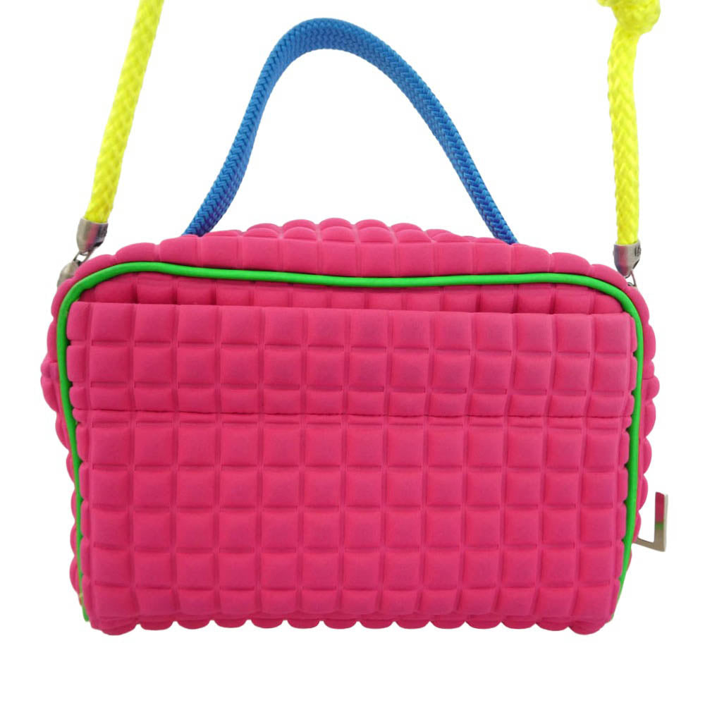レーク イタリア製 ネオプレンエンボス 2way ショルダー ハンドバッグ ピンク系【中古】