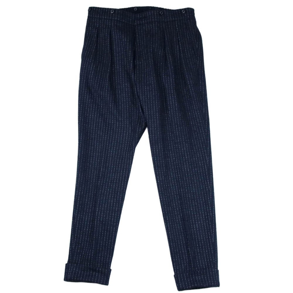 1piu1uguale3 ウノピュウノウグァーレトレ MRP269 WCT006 COMPRESSION STRIPE FLANO JERSEY DANDY SLACKS フラノジャージー スラックス グレー系 4【中古】