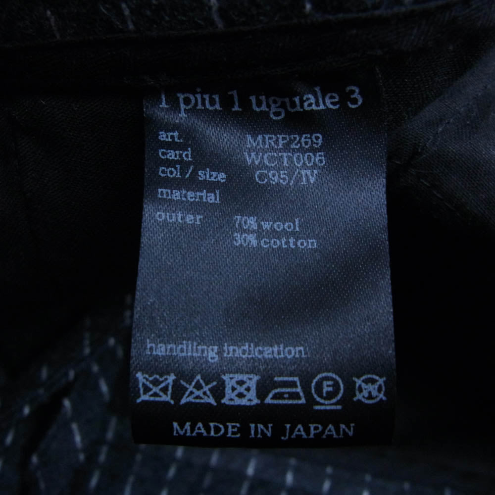 1piu1uguale3 ウノピュウノウグァーレトレ MRP269 WCT006 COMPRESSION STRIPE FLANO JERSEY DANDY SLACKS フラノジャージー スラックス グレー系 4【中古】
