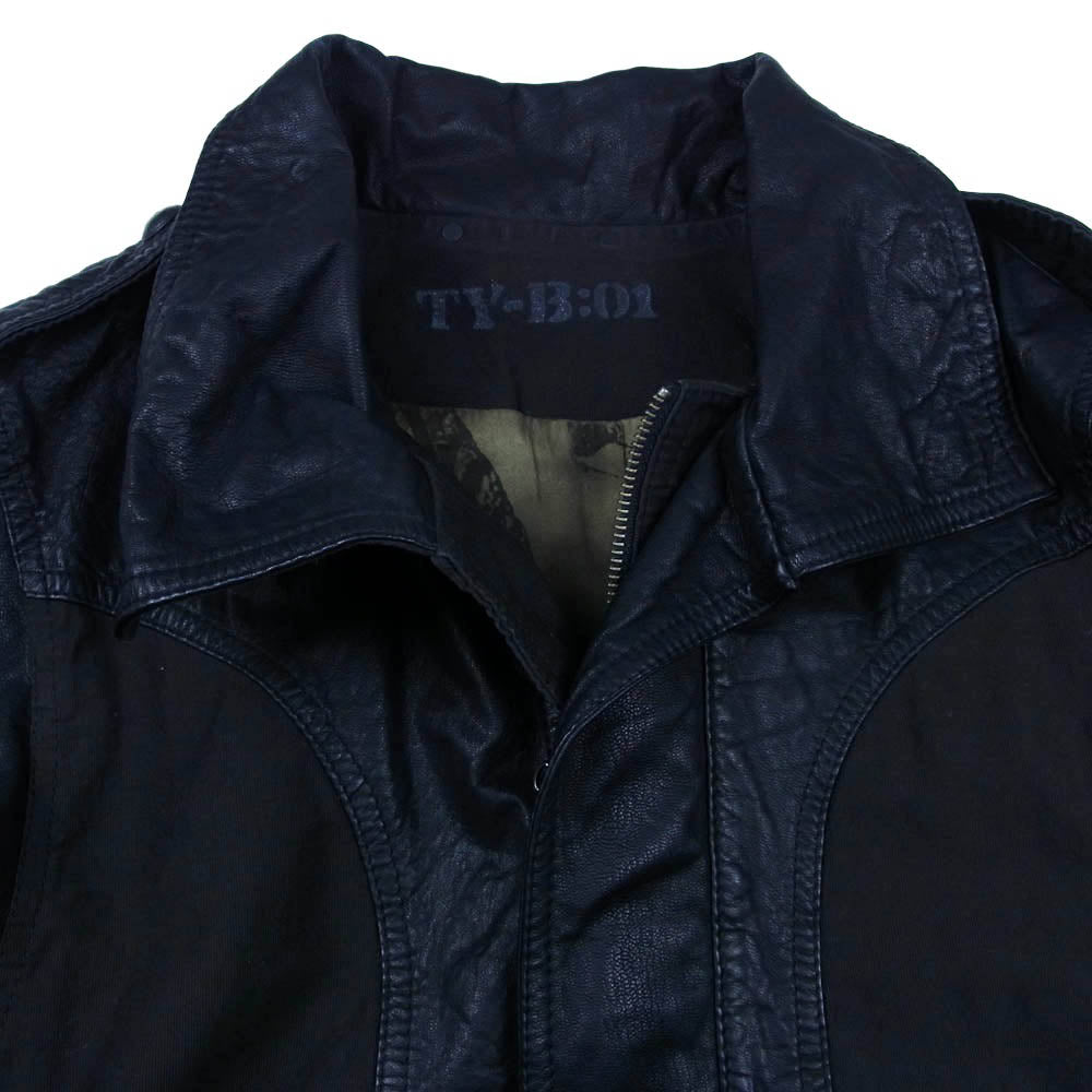 フォーティーンスアディクション ゴートレザー切替 裏地シルク モッズコート ブラック系 1【中古】