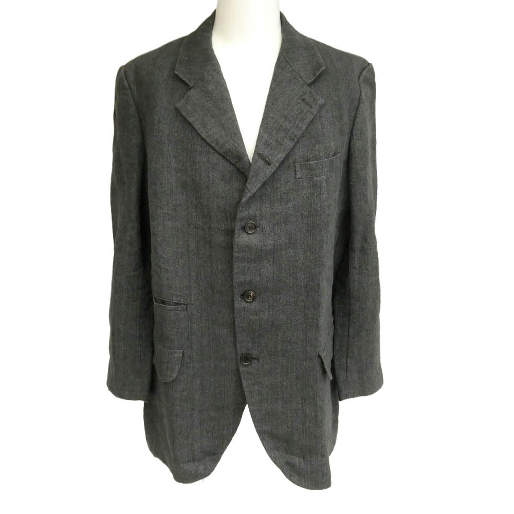 COMME des GARCONS HOMME DEUX コムデギャルソンオムドゥ 23SS DK-J047 AD2022 4B ポリ縮 ポリエステル縮絨加工 リネン テーラード ジャケット ダークグレー系 XL【中古】