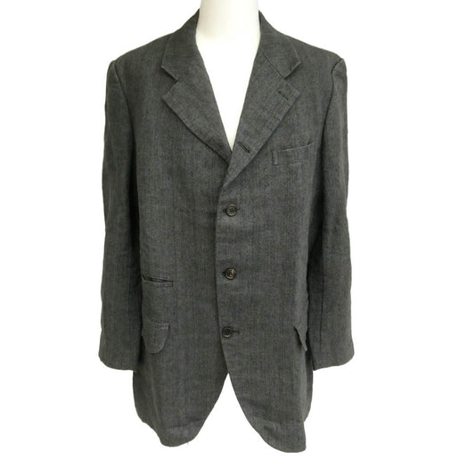 COMME des GARCONS HOMME DEUX コムデギャルソンオムドゥ 23SS DK-J047 AD2022 4B ポリ縮 ポリエステル縮絨加工 リネン テーラード ジャケット ダークグレー系 XL【中古】