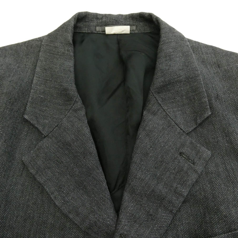 COMME des GARCONS HOMME DEUX コムデギャルソンオムドゥ 23SS DK-J047 AD2022 4B ポリ縮 ポリエステル縮絨加工 リネン テーラード ジャケット ダークグレー系 XL【中古】