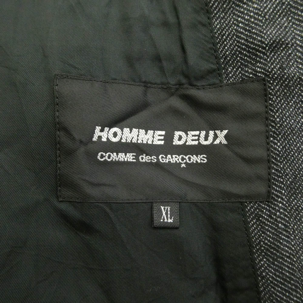 COMME des GARCONS HOMME DEUX コムデギャルソンオムドゥ 23SS DK-J047 AD2022 4B ポリ縮 ポリエステル縮絨加工 リネン テーラード ジャケット ダークグレー系 XL【中古】