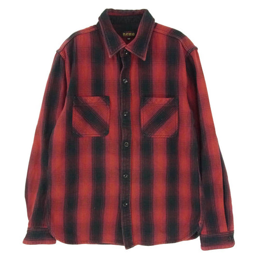 THE FLAT HEAD ザフラットヘッド コットン ヘビーネル チェック ロングスリーブ 長袖 シャツ レッド系 38【中古】
