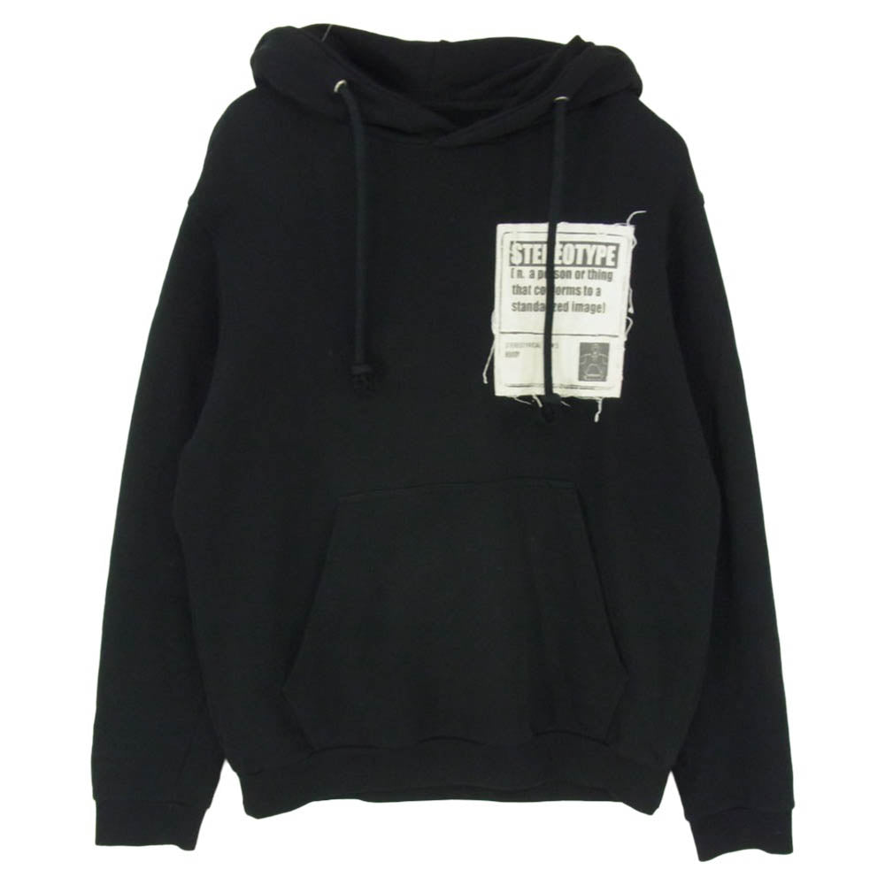 MAISON MARGIELA メゾンマルジェラ 18SS S50GU0056 STEREOTYPE ステレオタイプ ロゴ プルオーバー パーカー ブラック系 48【中古】