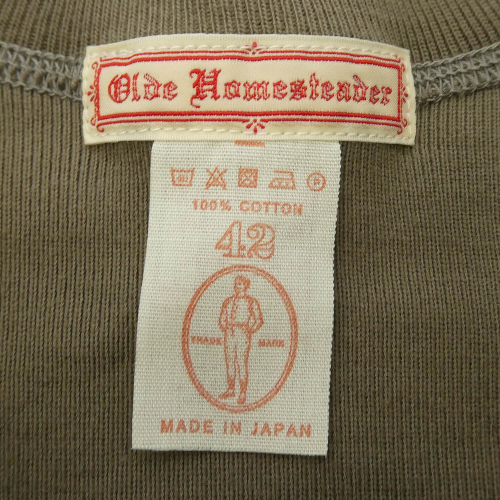 オールドホームステッダー 12398 CREW NECK LONG SLEEVE 半袖 Tシャツ カットソー カーキ系 42【美品】【中古】