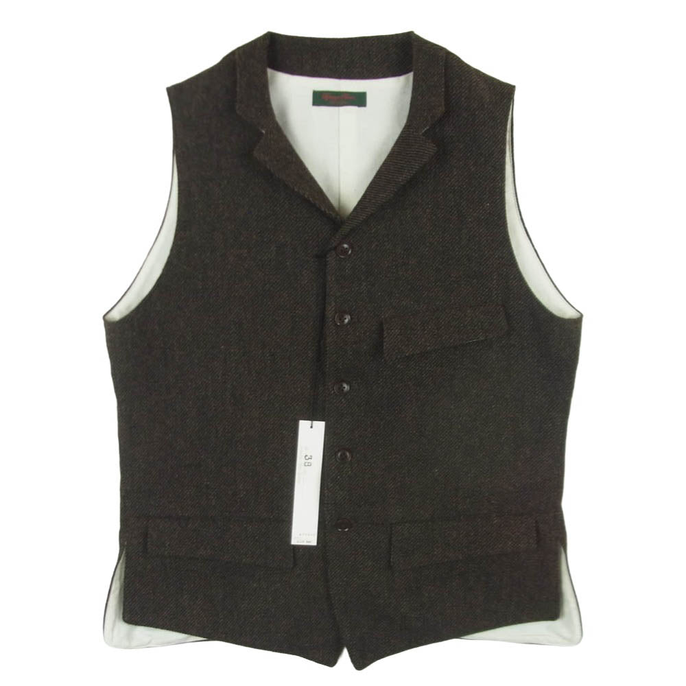 DJANGOATOUR ジャンゴアトゥール D-AL-V04 TWEED VEST ツイード ベスト 日本製 ブラウン系 38【極上美品】【中古】