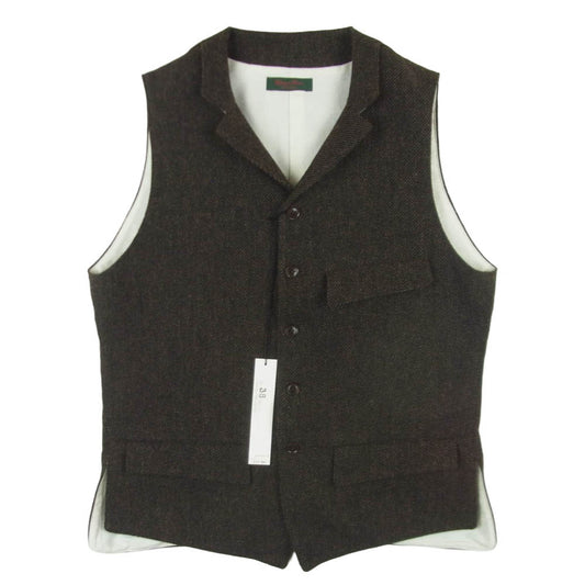 DJANGOATOUR ジャンゴアトゥール D-AL-V04 TWEED VEST ツイード ベスト 日本製 ブラウン系 38【極上美品】【中古】
