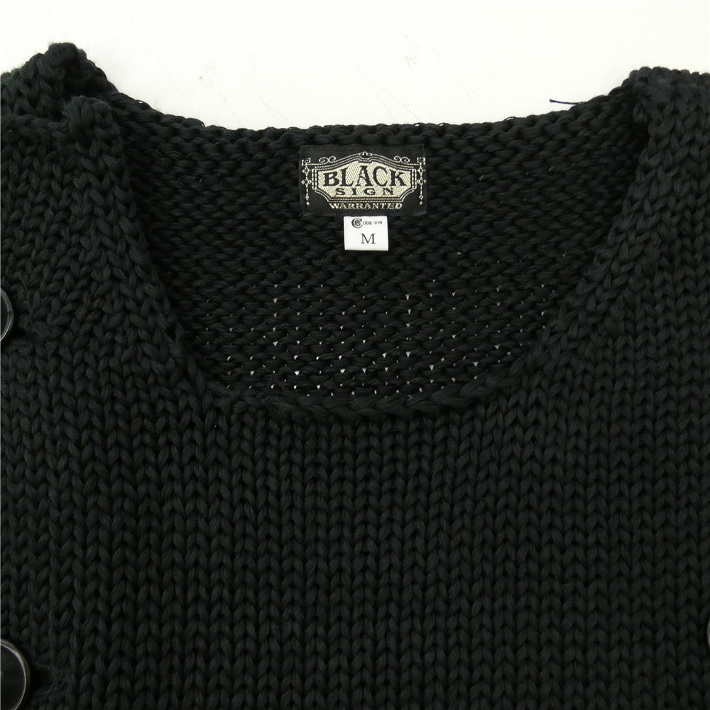 BLACK SIGN ブラックサイン BSFV-15201B Knit Double Breasted Swindler Vest ニット ダブルブレステッドスウィンドラーベスト ブラック系 M【美品】【中古】