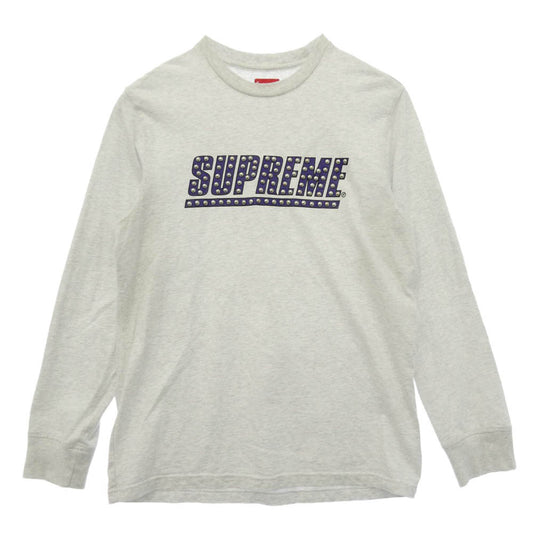 Supreme シュプリーム 20SS Studded L/S Top ロゴプリント スタッズ ロングスリーブ Tシャツ 長袖 カットソー グレー系 M【中古】