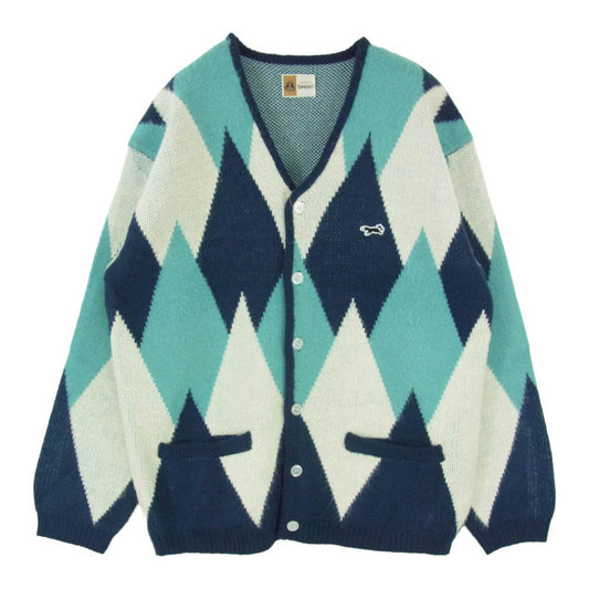 TOWNCRAFT タウンクラフト PENNEYS THE FOX CARDIGAN ペニーズ アーガイル柄 ニット カーディガン ブルー系 L【中古】