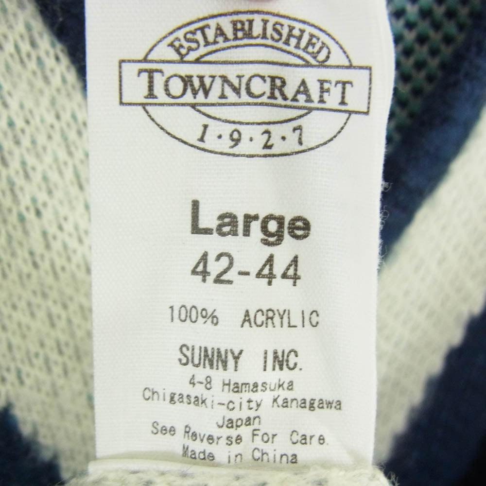 TOWNCRAFT タウンクラフト PENNEYS THE FOX CARDIGAN ペニーズ アーガイル柄 ニット カーディガン ブルー系 L【中古】