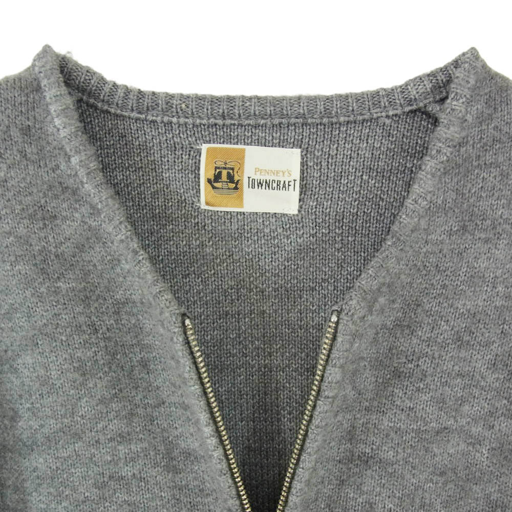 TOWNCRAFT タウンクラフト PENNEYS THE FOX ZIP UP CARDIGAN ペニーズ ニット ジップアップ カーディガン グレー系 L【中古】