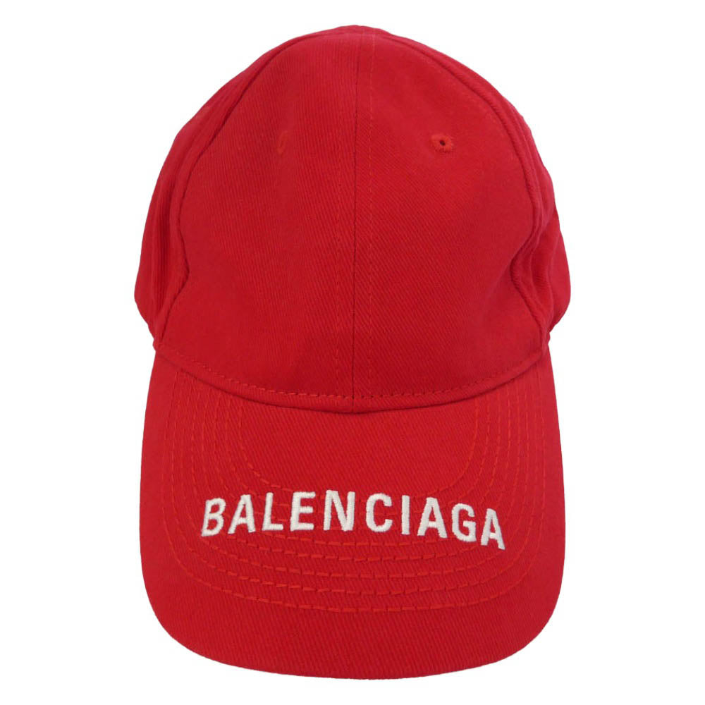 BALENCIAGA バレンシアガ 531588410B7 ロゴ コットン キャップ レッド系【極上美品】【中古】