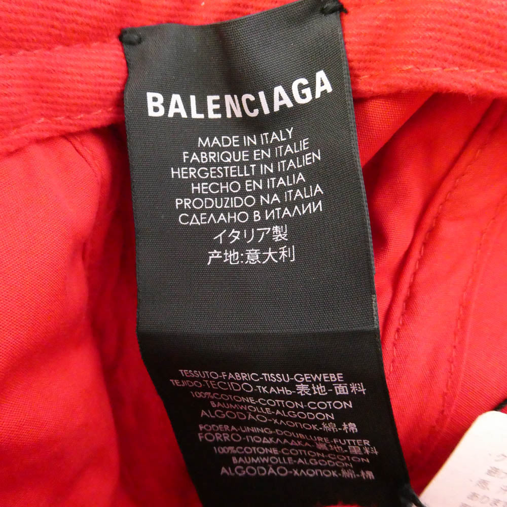 BALENCIAGA バレンシアガ 531588410B7 ロゴ コットン キャップ レッド系【極上美品】【中古】