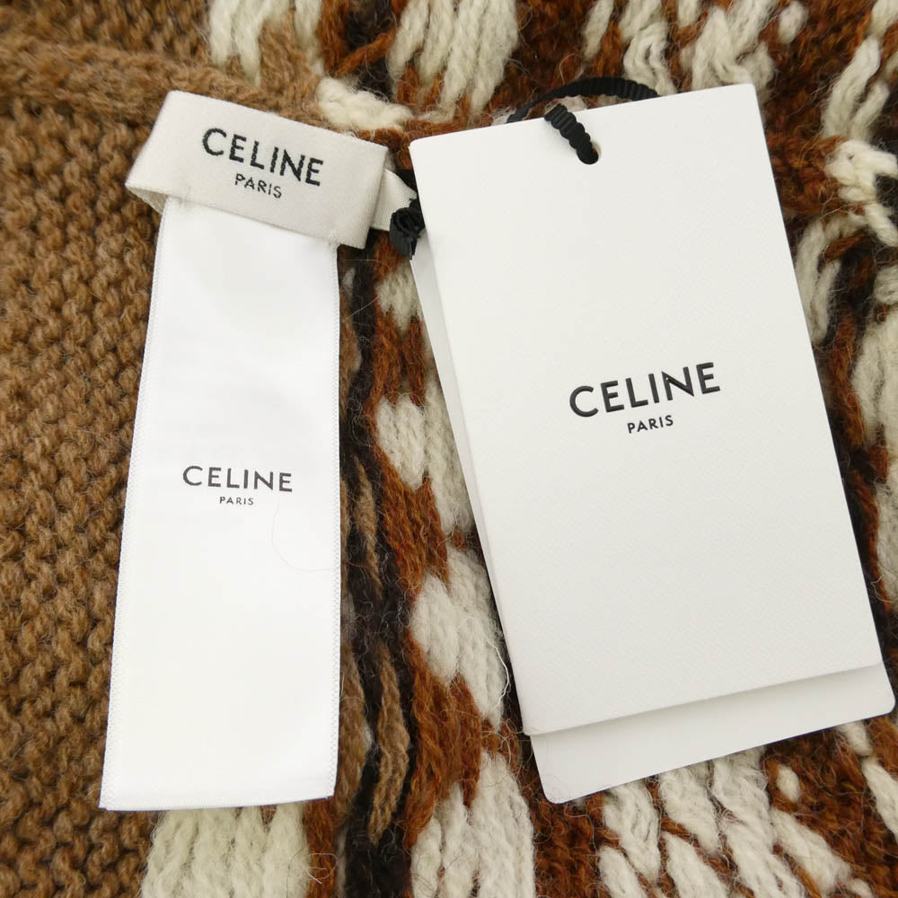 CELINE セリーヌ 2ADP7823V トリオンフ フェアアイルウール ジャカード ニット帽 ビーニー ブラウン系【新古品】【未使用】【中古】