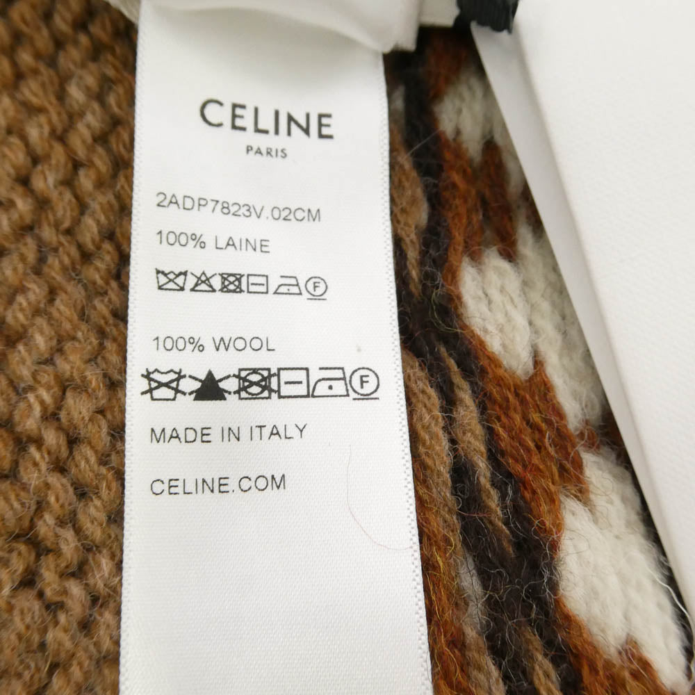 CELINE セリーヌ 2ADP7823V トリオンフ フェアアイルウール ジャカード ニット帽 ビーニー ブラウン系【新古品】【未使用】【中古】