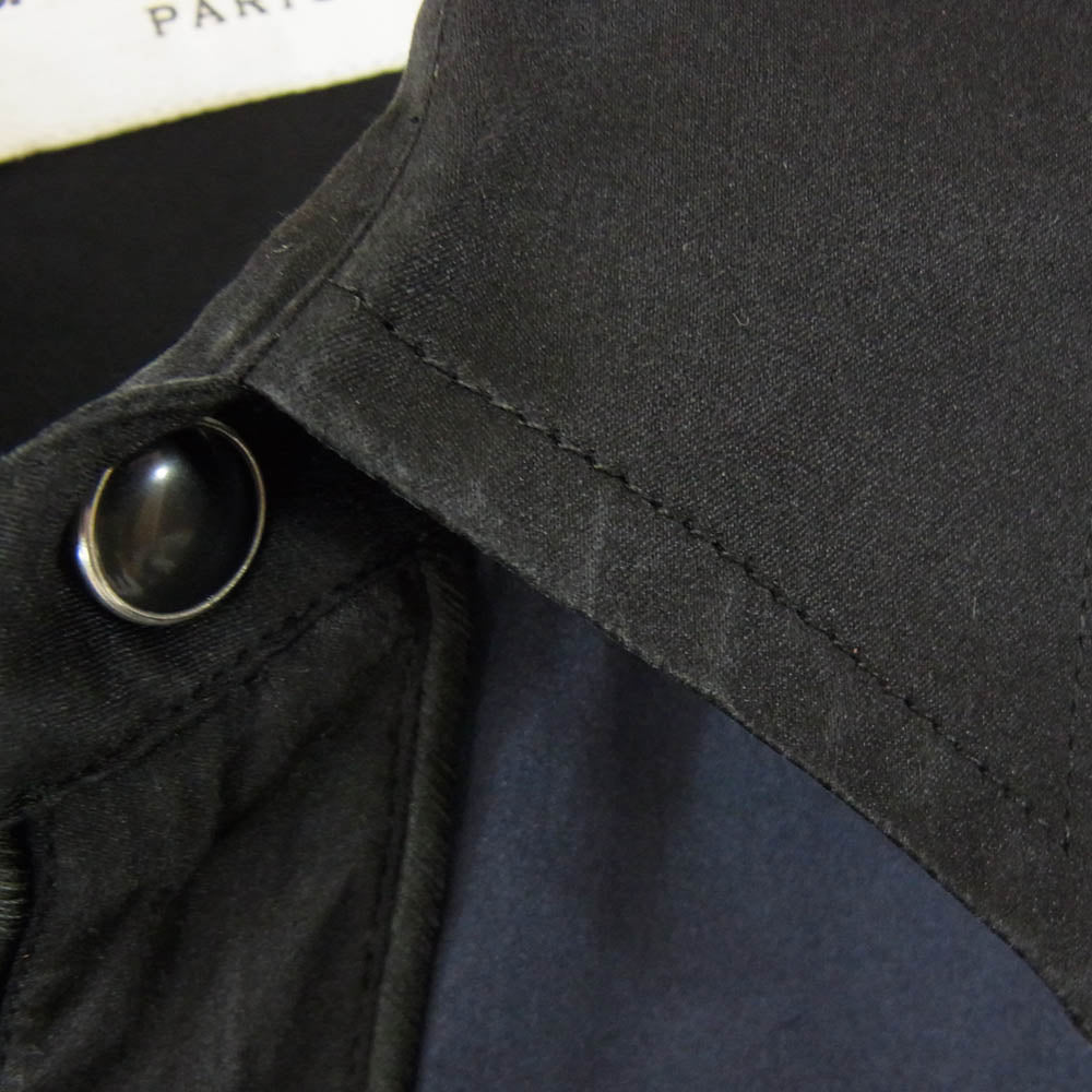 SAINT LAURENT サンローラン 16SS 432842 Y933M Hedi Slimane Archive エディ期 WESTERN PIPING SHIRT IN SILK ウエスタン シルク パイピング 長袖シャツ ネイビー系 ブラック系 M【中古】