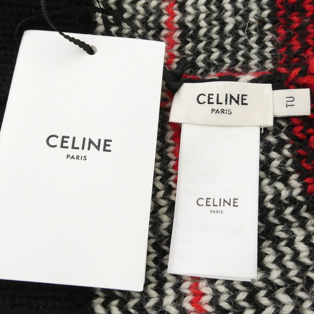 CELINE セリーヌ 2AB37628S ロゴ スタッズ ジャガード ウール ニット帽 ビーニー マルチカラー系【新古品】【未使用】【中古】