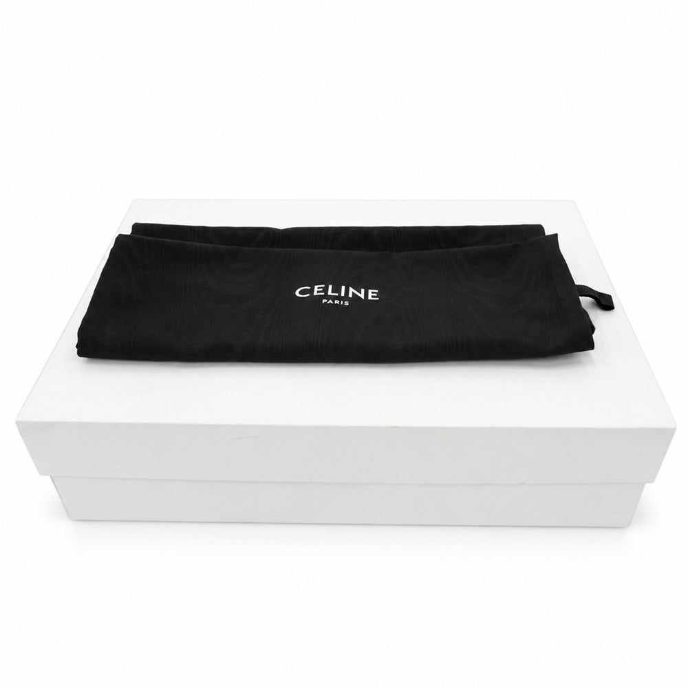 CELINE セリーヌ クロコ型押し サイドゴア レザー チェルシー ヒール ブーツ ブラック系 43【美品】【中古】