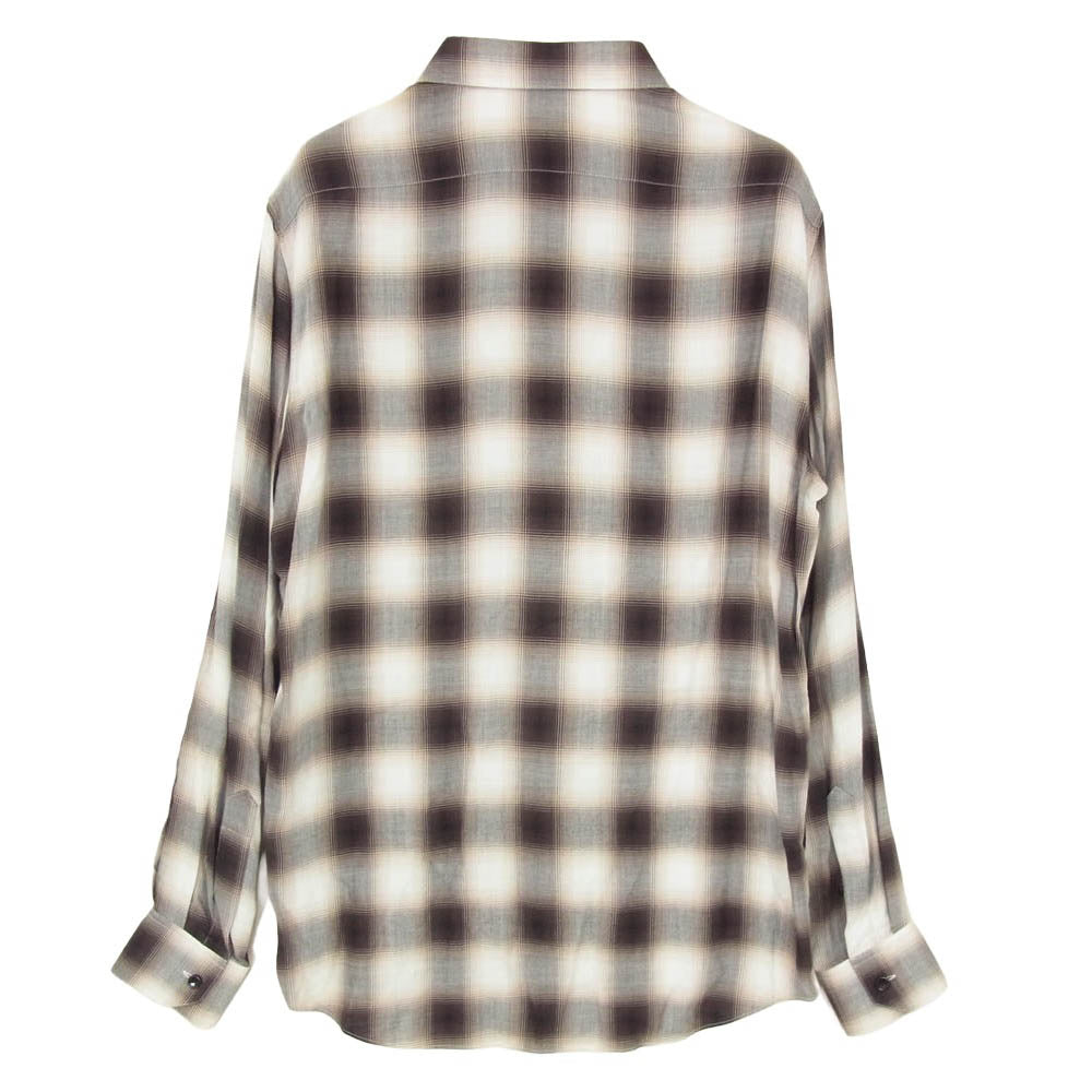 CELINE セリーヌ 21AW 2C154878D Hedi Slimane Archive エディ期 LOOSE SHIRT IN OMBRE CHECKED RAYON オンブレ チェック柄 レーヨン 長袖 シャツ ブラウン系 38【新古品】【未使用】【中古】