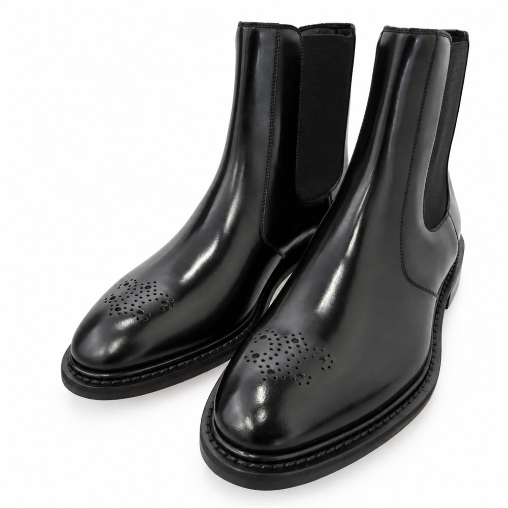 CELINE セリーヌ 361813602C DONAVAN CHELSEA BOOT in POLISHED BULL ドナバン トリオンフ レザー サイドゴア チェルシー ブーツ ブラック系 40【極上美品】【中古】