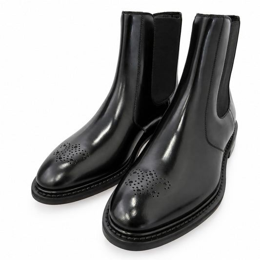 CELINE セリーヌ 361813602C DONAVAN CHELSEA BOOT in POLISHED BULL ドナバン トリオンフ レザー サイドゴア チェルシー ブーツ ブラック系 40【極上美品】【中古】