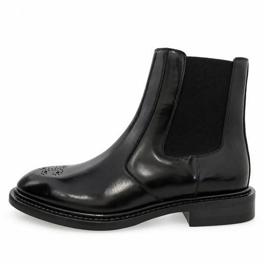 CELINE セリーヌ 361813602C DONAVAN CHELSEA BOOT in POLISHED BULL ドナバン トリオンフ レザー サイドゴア チェルシー ブーツ ブラック系 40【極上美品】【中古】