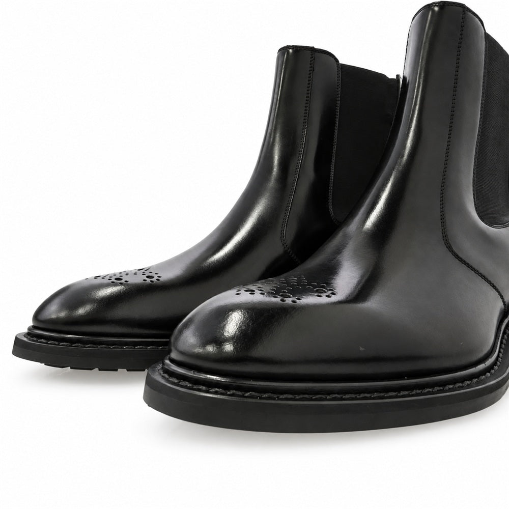 CELINE セリーヌ 361813602C DONAVAN CHELSEA BOOT in POLISHED BULL ドナバン トリオンフ レザー サイドゴア チェルシー ブーツ ブラック系 40【極上美品】【中古】