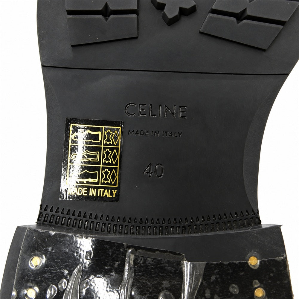 CELINE セリーヌ 361813602C DONAVAN CHELSEA BOOT in POLISHED BULL ドナバン トリオンフ レザー サイドゴア チェルシー ブーツ ブラック系 40【極上美品】【中古】