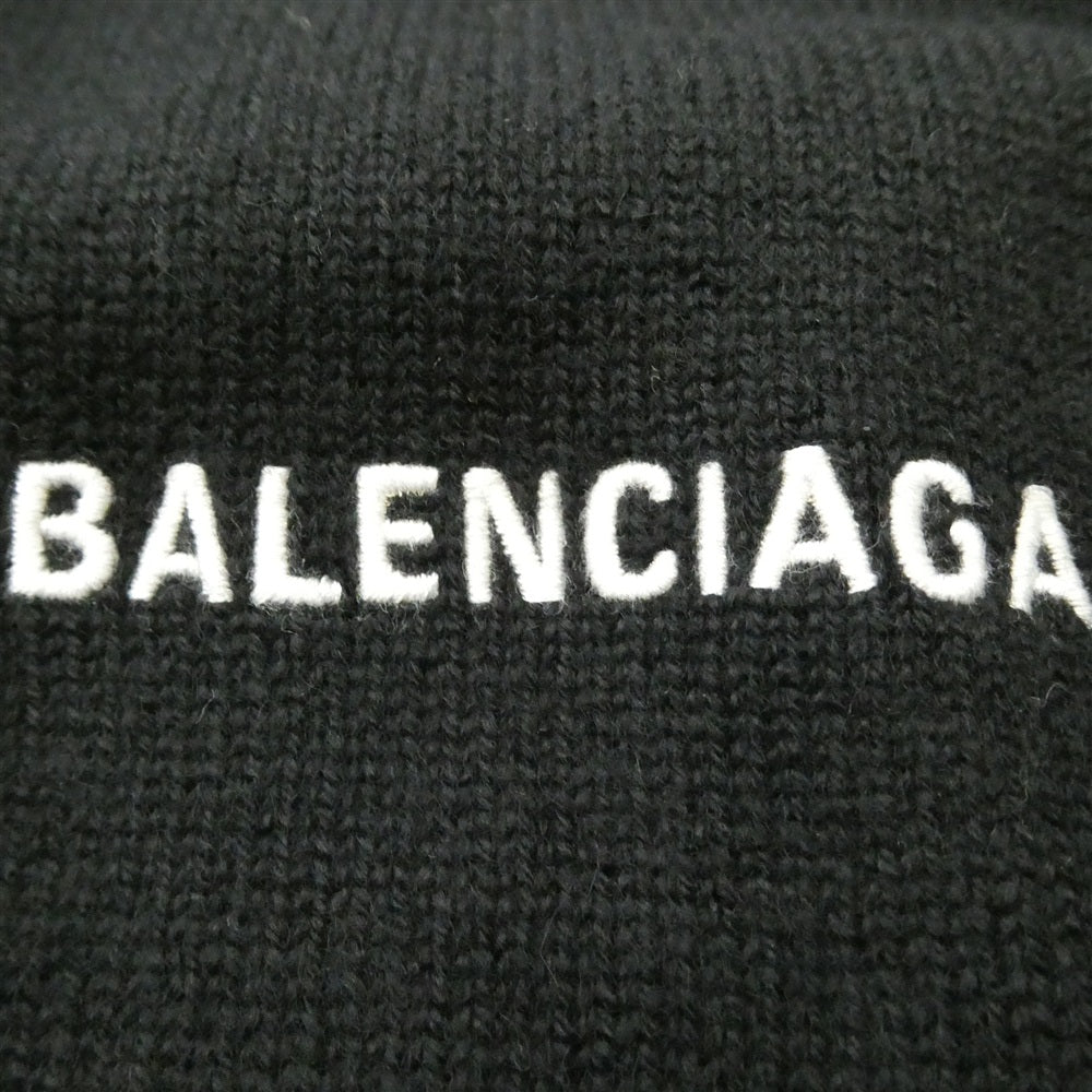 BALENCIAGA バレンシアガ EMBRO CASHMERE KN Sweater バックロゴ刺繍 カシミヤ クルーネック ニット セーター ブラック系 XS【新古品】【未使用】【中古】