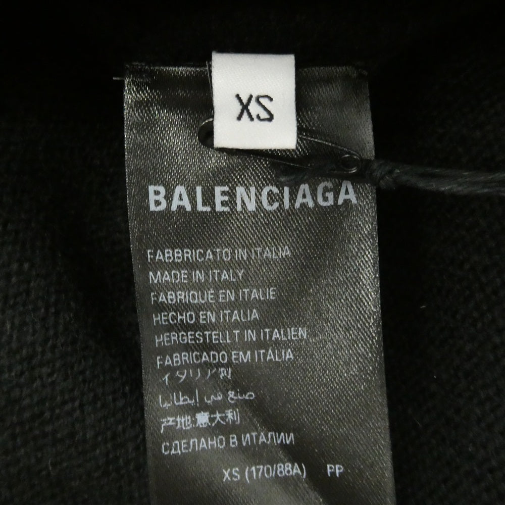 BALENCIAGA バレンシアガ EMBRO CASHMERE KN Sweater バックロゴ刺繍 カシミヤ クルーネック ニット セーター ブラック系 XS【新古品】【未使用】【中古】