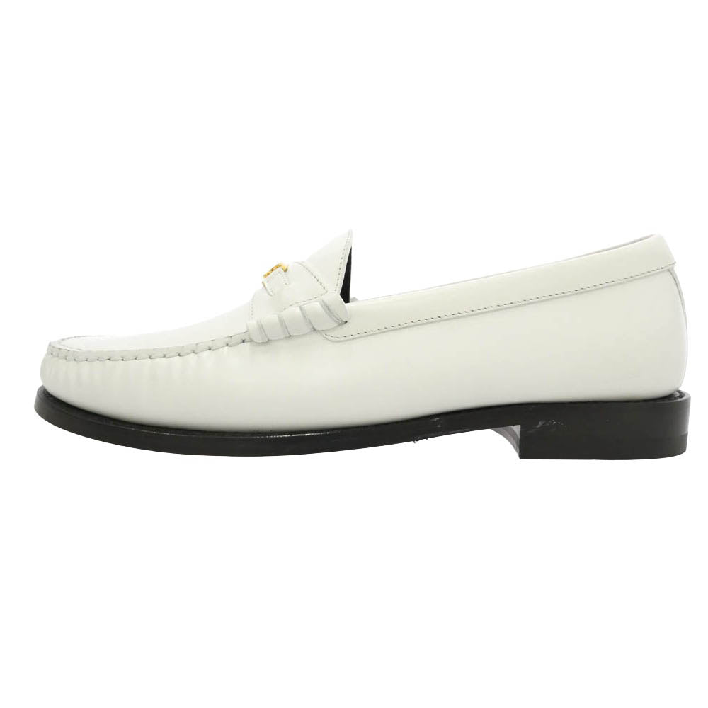 CELINE セリーヌ 334773602C LUCO TRIOMPHE LOAFER ルコ トリオンフ ポリッシュドブル レザー ローファー シューズ ホワイト系 41.5【極上美品】【中古】