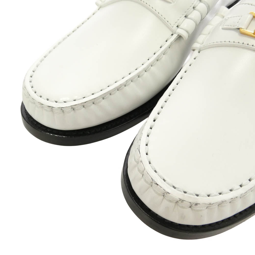 CELINE セリーヌ 334773602C LUCO TRIOMPHE LOAFER ルコ トリオンフ ポリッシュドブル レザー ローファー シューズ ホワイト系 41.5【極上美品】【中古】