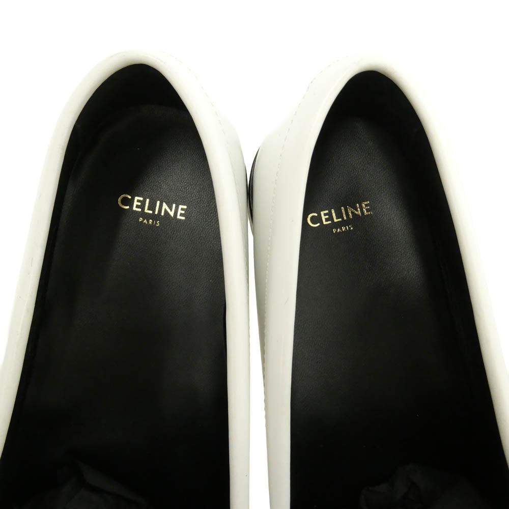 CELINE セリーヌ 334773602C LUCO TRIOMPHE LOAFER ルコ トリオンフ ポリッシュドブル レザー ローファー シューズ ホワイト系 41.5【極上美品】【中古】