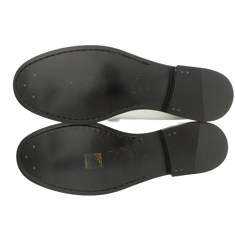 CELINE セリーヌ 334773602C LUCO TRIOMPHE LOAFER ルコ トリオンフ ポリッシュドブル レザー ローファー シューズ ホワイト系 41.5【極上美品】【中古】