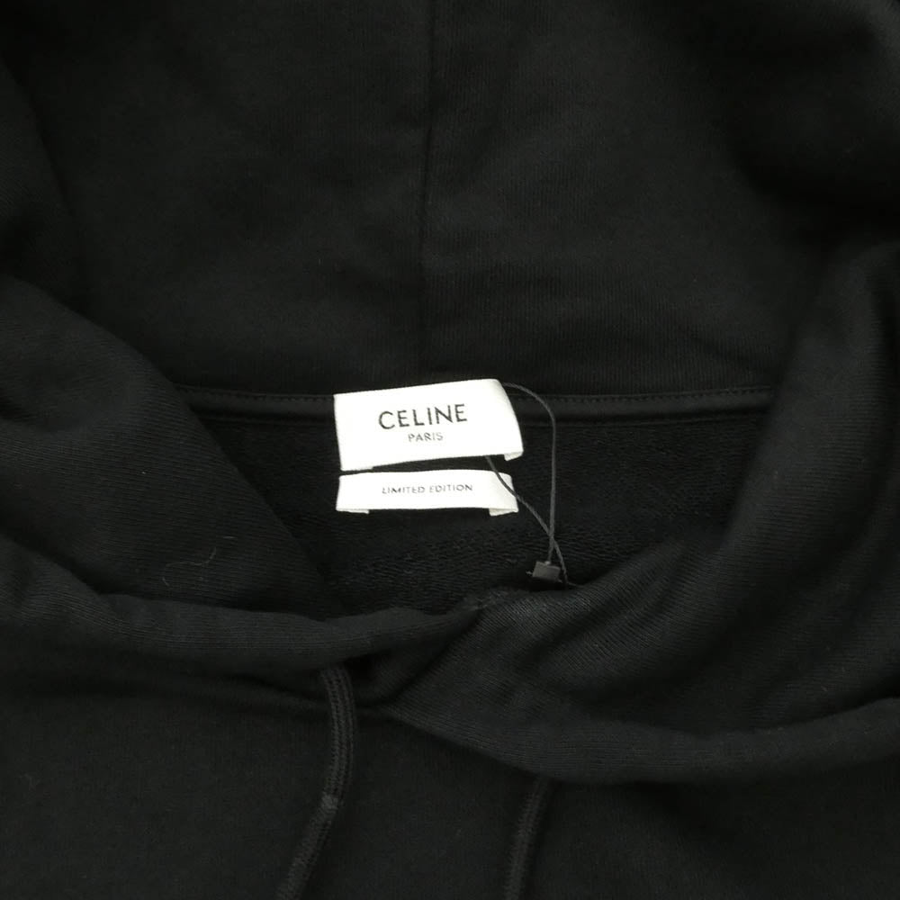 CELINE セリーヌ RY037510Z トルバドゥール フェルト ロゴ プルオーバー パーカー フーディー ブラック系 S【新古品】【未使用】【中古】