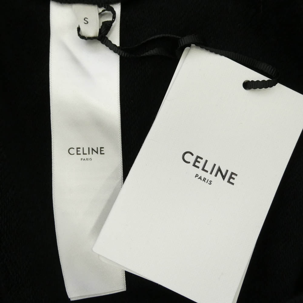 CELINE セリーヌ RY037510Z トルバドゥール フェルト ロゴ プルオーバー パーカー フーディー ブラック系 S【新古品】【未使用】【中古】