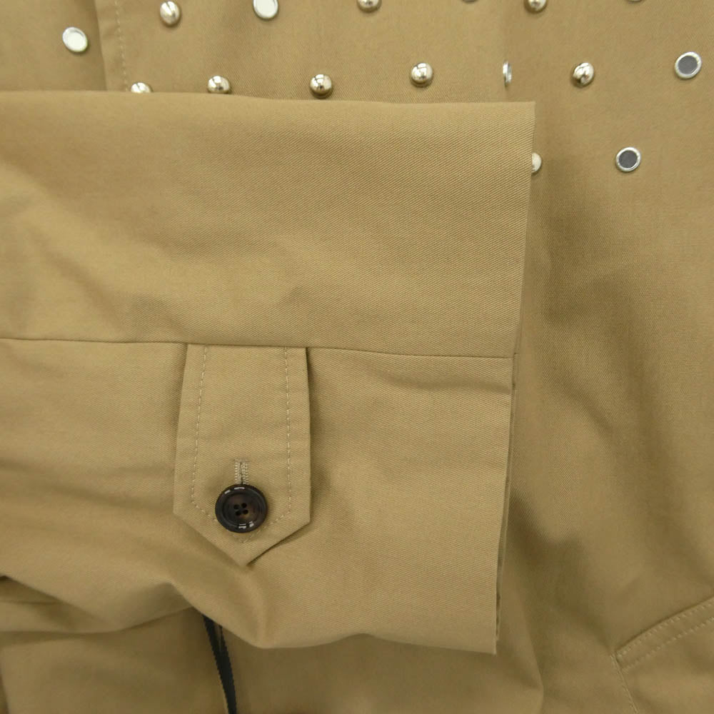 CELINE セリーヌ 22AW 2M967004N Hedi Slimane Archive エディ期 Stand Collar Technical Cotton Coat スタンドカラー スタッズ マックコート ラインストーン ロングジャケット ベージュ系 46【新古品】【未使用】【中古】