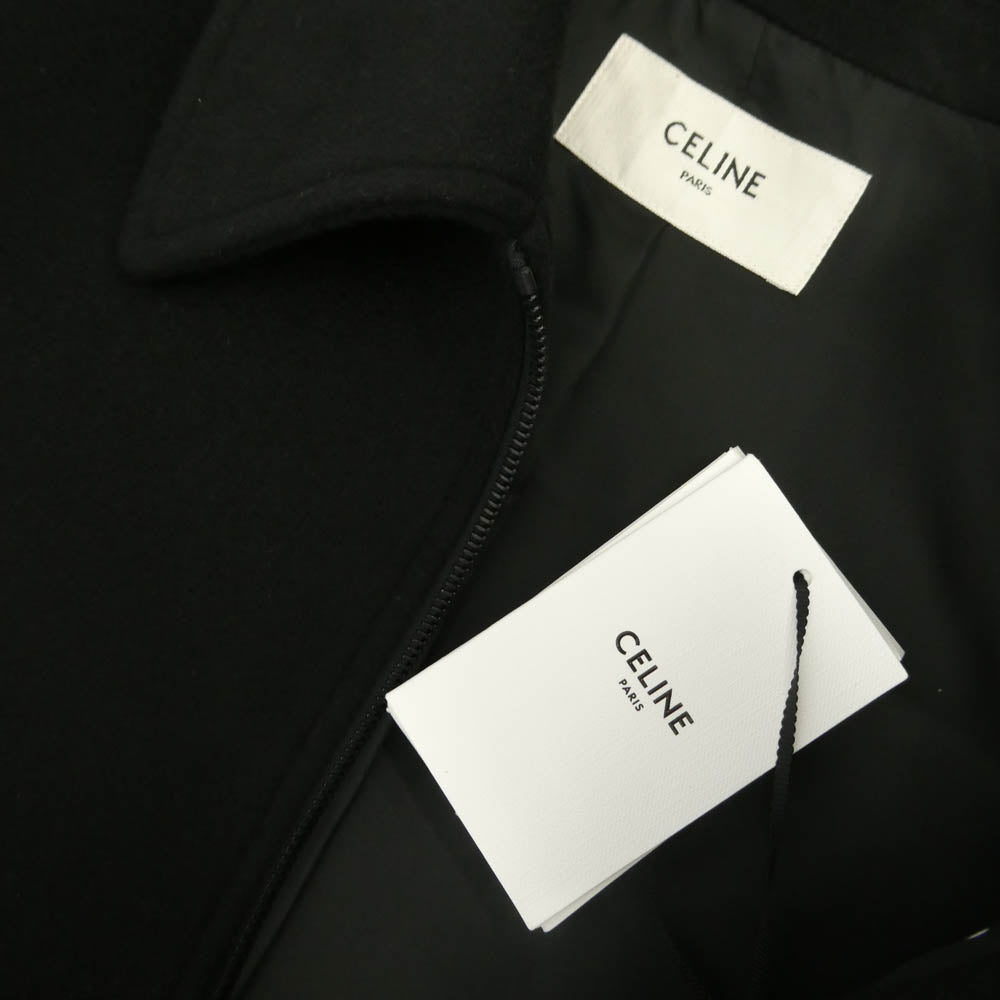 CELINE セリーヌ 22AW 2V82Q110R Hedi Slimane Archive エディ期 ZIP UP BLOUSON IN DOUBLE FACE CASHMERE WOOL ダブルフェイス カシミア ウール ブルゾン ジャケット ブラック系 44【新古品】【未使用】【中古】