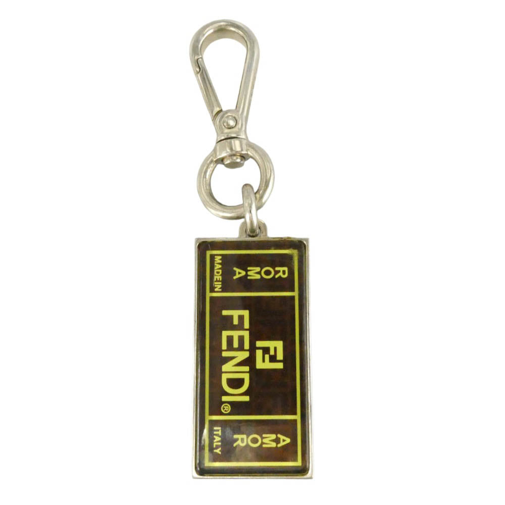 FENDI フェンディ ロゴ キーホルダー キーリング シルバー系【中古】