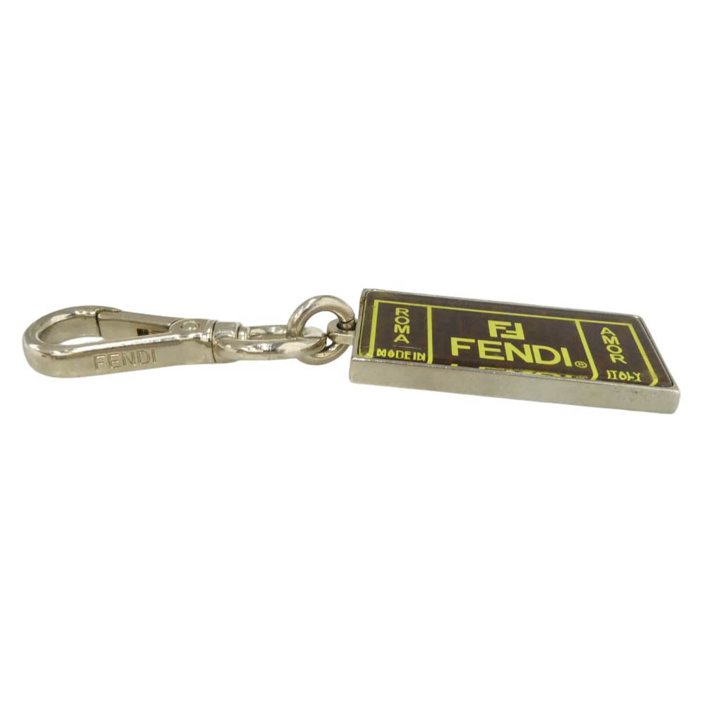 FENDI フェンディ ロゴ キーホルダー キーリング シルバー系【中古】