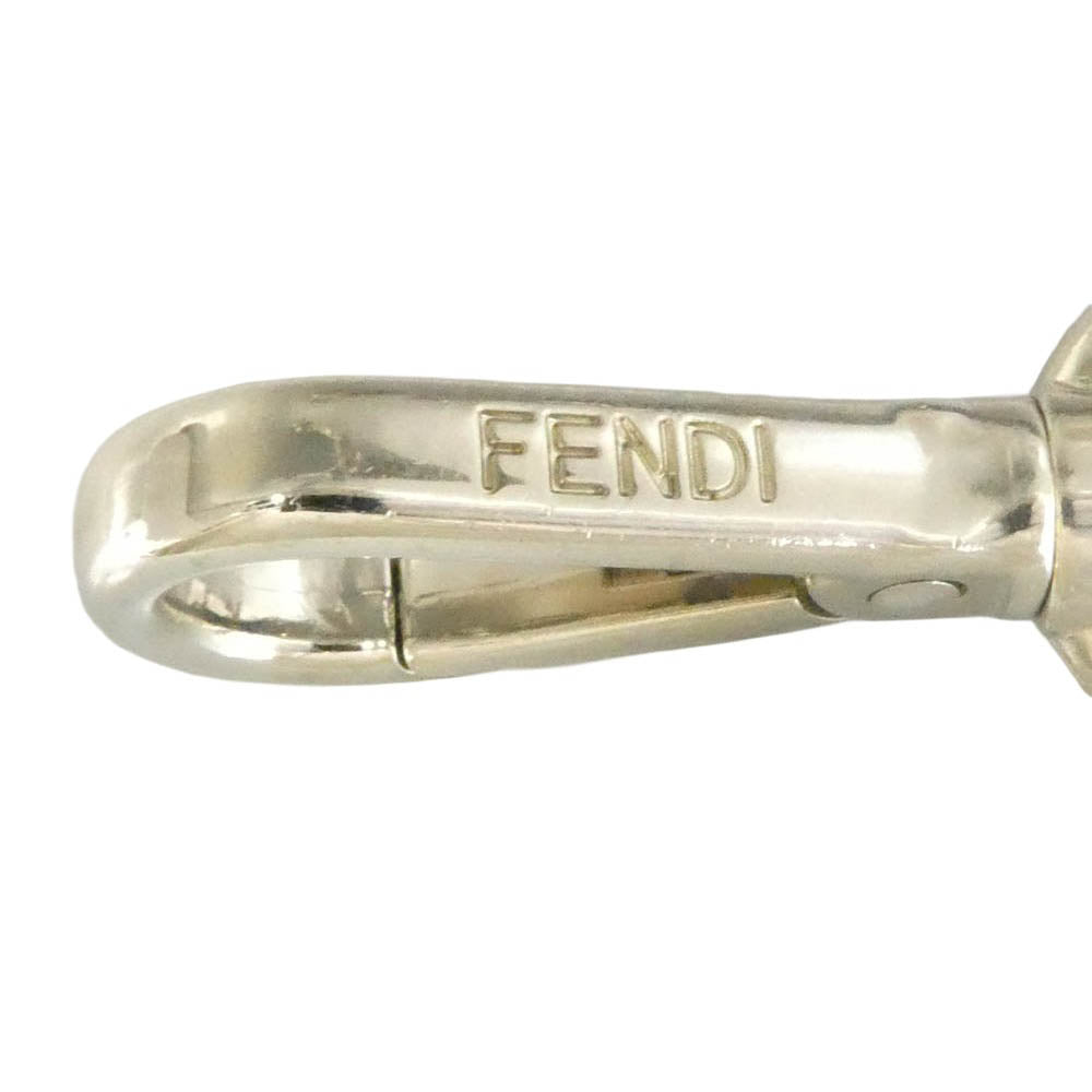 FENDI フェンディ ロゴ キーホルダー キーリング シルバー系【中古】