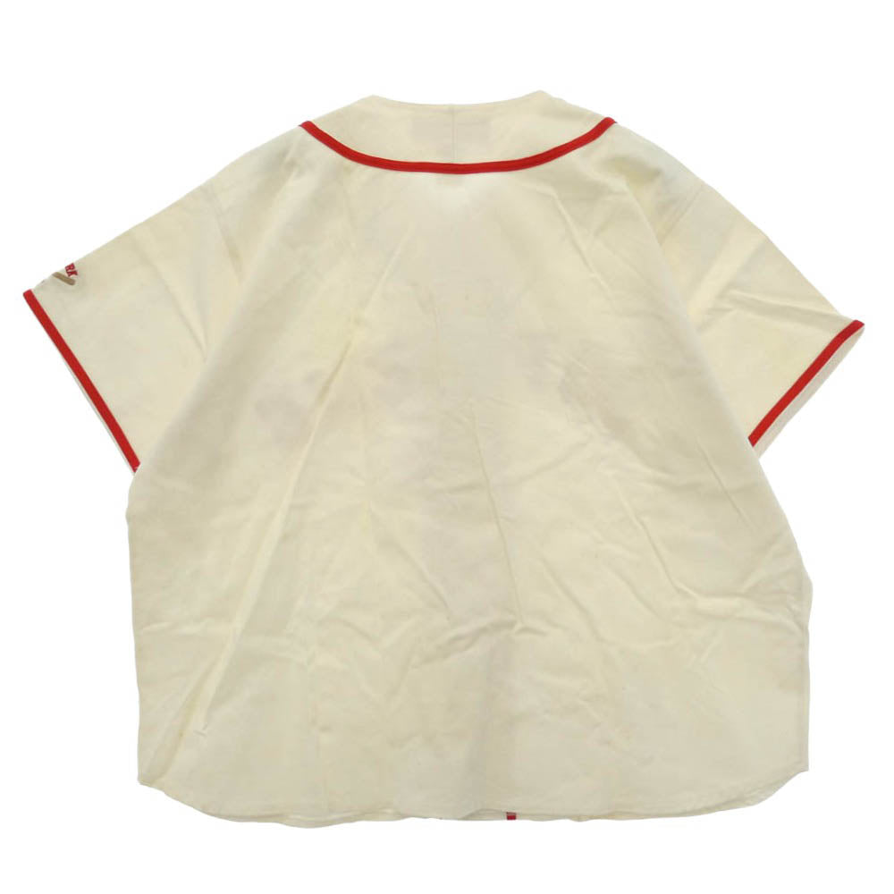 Supreme シュプリーム USA製 90s 初期 Baseball Shirt ベースボール 半袖 シャツ オフホワイト系 XL【中古】