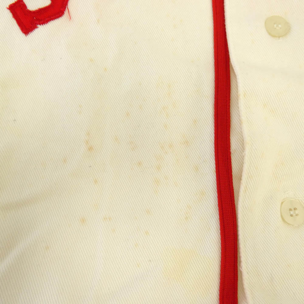 Supreme シュプリーム USA製 90s 初期 Baseball Shirt ベースボール 半袖 シャツ オフホワイト系 XL【中古】
